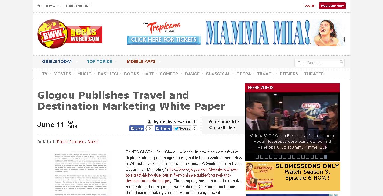 Bww Glogou Publishes Travel and Destination Marketing White Paper