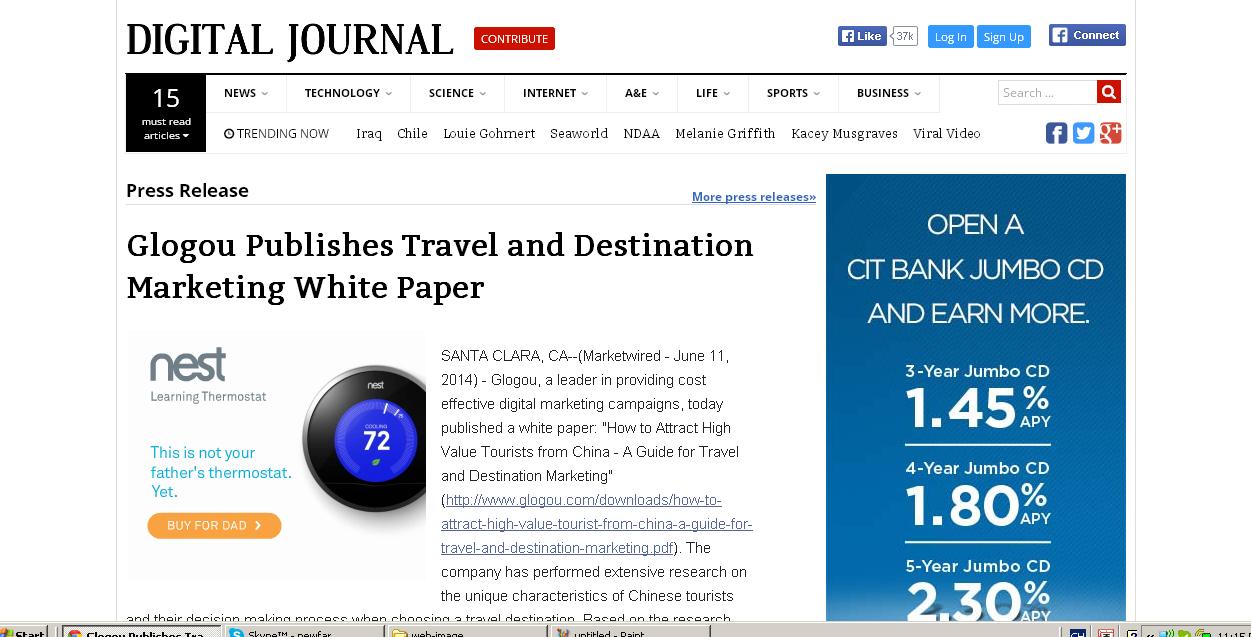Digital Journal Glogou Publishes Travel and Destination Marketing White Paper
